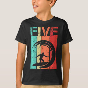 T-shirt Surfeur Fille Garçon 5 Ans Anniversaire Surf