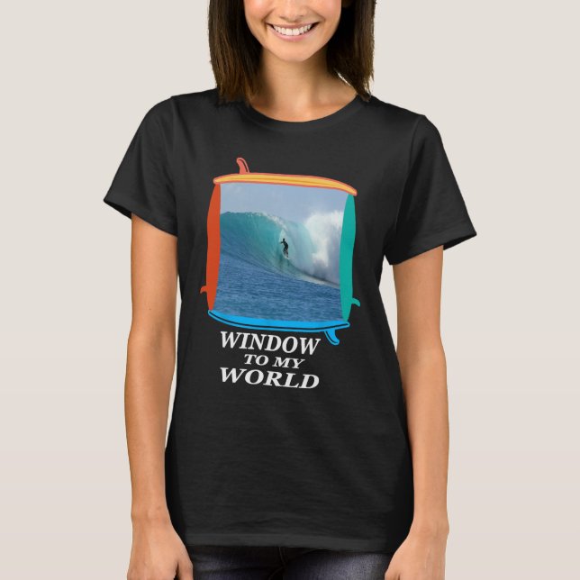T-shirt Surfeur, Surf, Vagues, Océan, Fenêtre de planches  (Devant)