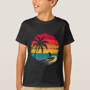 T-shirt Surfeur surfant avec des palmiers Vacances tropica