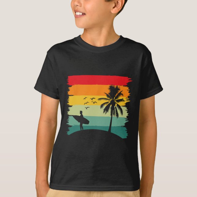 T-shirt Surfeur Vintage Surf Rétro Plage _3  (Devant)