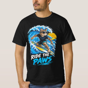 T-shirt Surfez sur les pattes Funny Cool Surfer Cat Planch