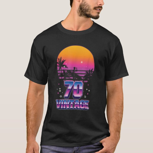T-shirt Surfing 1970 Pacific Ocean Sunset 70th Birthday 70 (Devant)