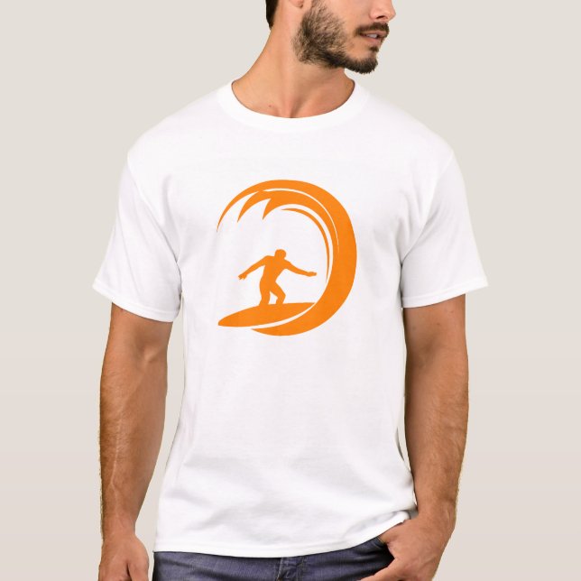 T-shirt Surfing d'orange et de blanc (Devant)