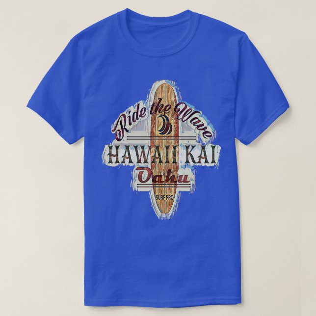 T-shirt Surfing Surfboard Distressed Longboard Hawaii Kai  (Design devant)