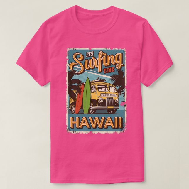 T-shirt surfing time hawaii retro (Design devant)