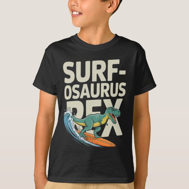 T-shirt Surfosaurus Rex Dinosaure de surf drôle  (Devant)