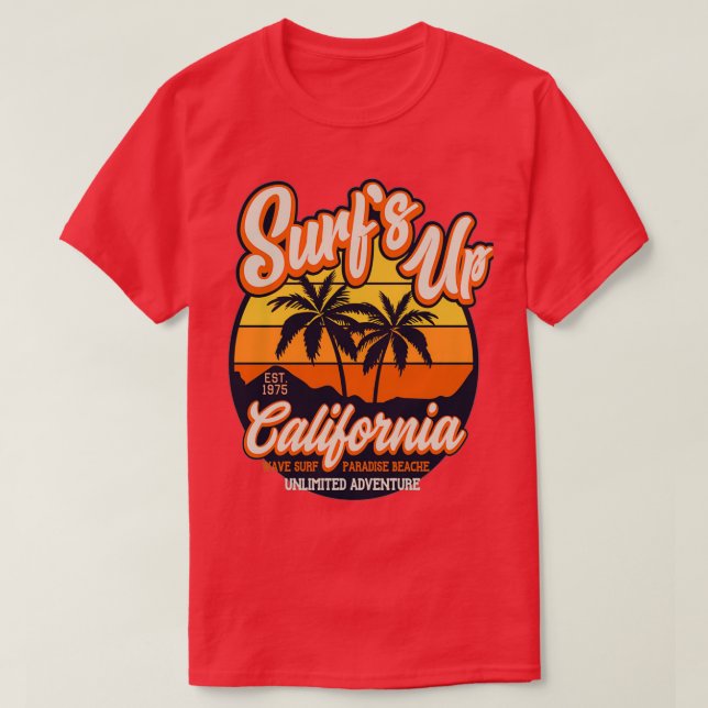 T-shirt Surfs up aventure illimitée californie (Design devant)