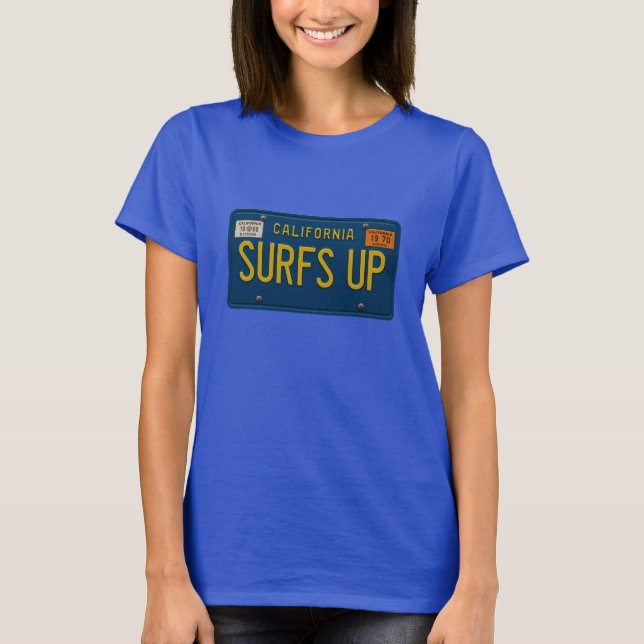 T-shirt Surfs Up Retro 1969 California License Plate Surf (Devant)