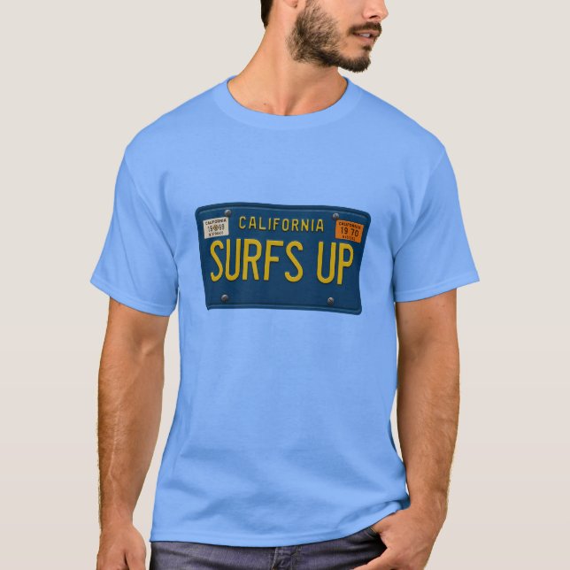 T-shirt Surfs Up Retro 1969 California License Plate Surf (Devant)