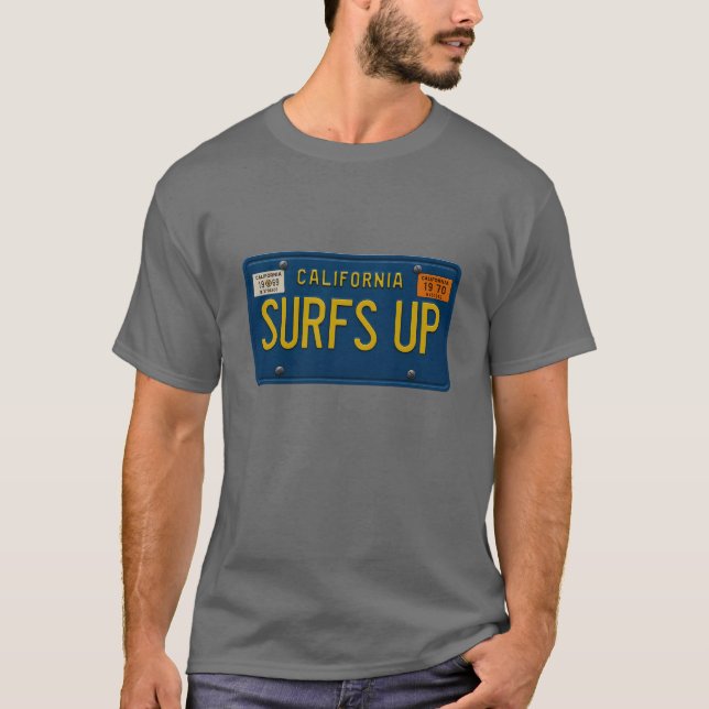 T-shirt Surfs Up Retro 1969 California License Plate Surf (Devant)