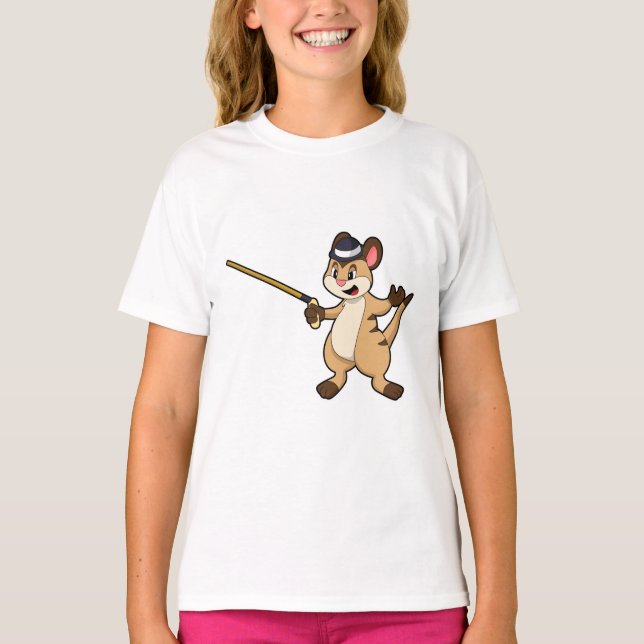 T-shirt Suricate avec chapeau et canne (Devant)