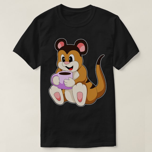 T-shirt Suricate avec une tasse de café 3 (Design devant)