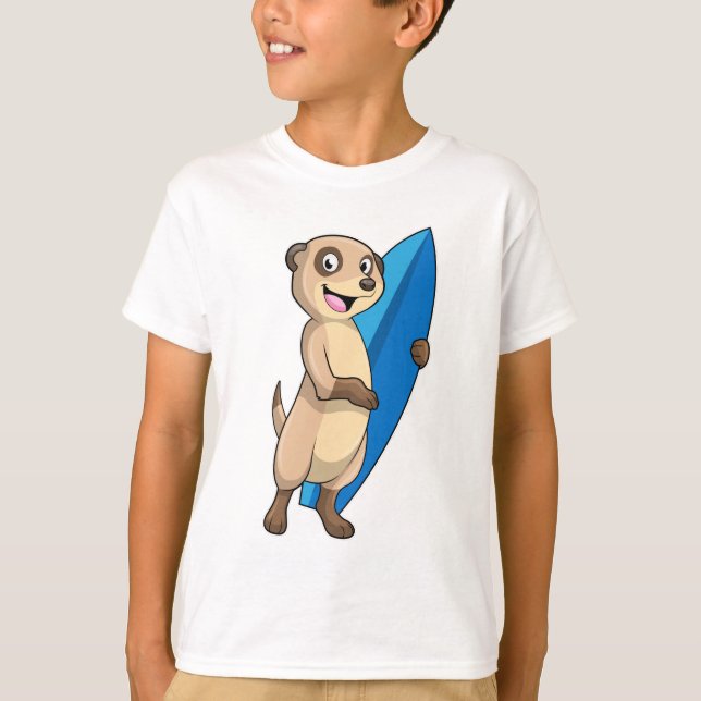 T-shirt Suricate en surfeur avec planche de surf (Devant)