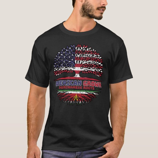 T-shirt Surinam Surinamese American USA Tree Roots Flag (Devant)