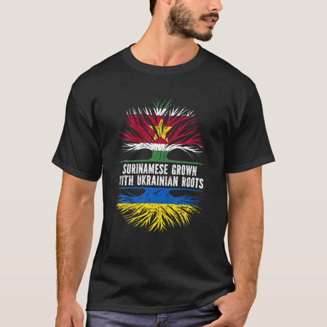 T-shirt Surinamais Grandit Avec Des Racines Ukrainiennes S (Devant)