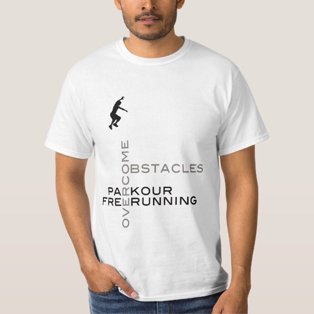 T-shirt Surmontez les obstacles : : Sur le blanc (Devant)