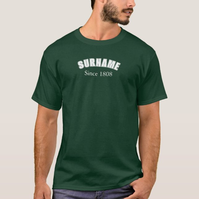 T-shirt Surname Collegiate Design (Devant)