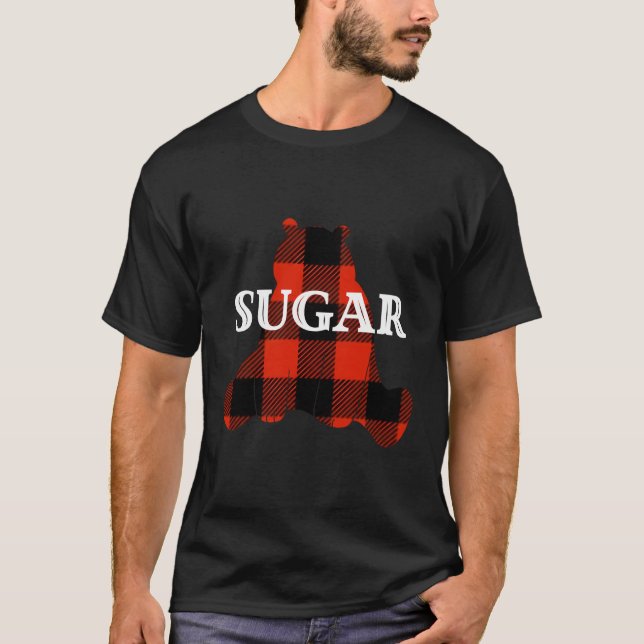 T-shirt Surnom de sucre Bear Buffalo Conception Plaid (Devant)