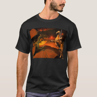 T-shirt Surprise de dragon devant le coucher du soleil,