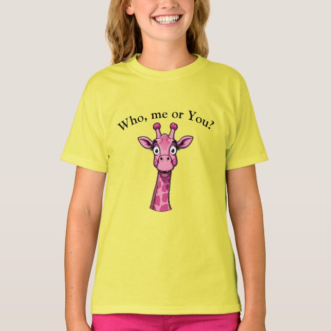 T-shirt Surprise de la girafe rose (Devant)