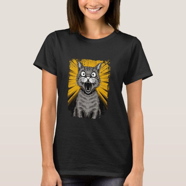 T-shirt Surprised Cat Kitty Comic Anime Style Design (Devant)