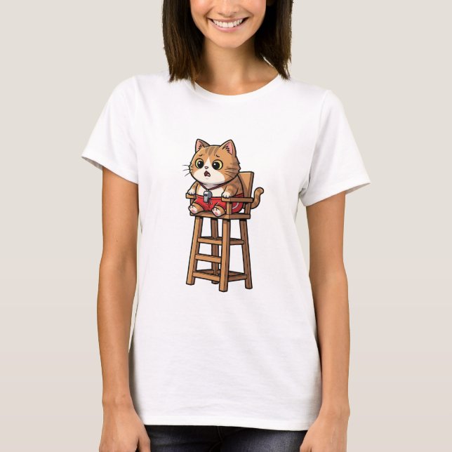 T-shirt Surprised Lifeguard Cat (Devant)