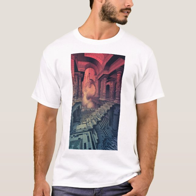T-shirt Surreal Puzzle Art - Jardin Manifold Echoc (Devant)