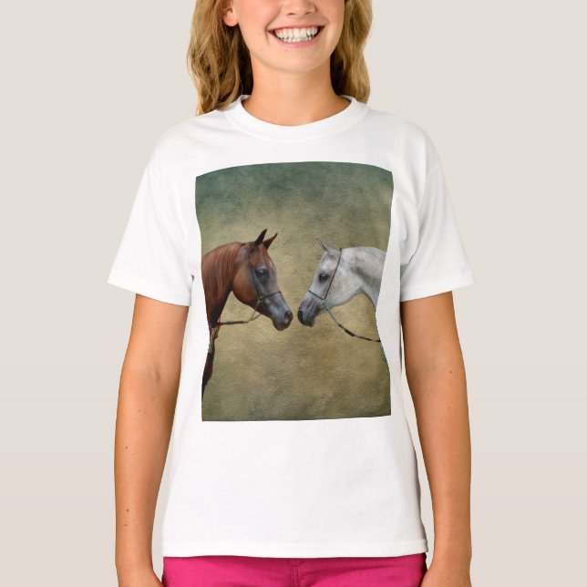 T-shirt Surreal two horses painting. (Devant)