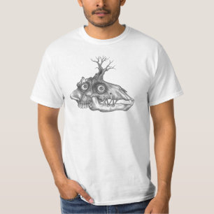 T-shirt surréaliste de crâne d'arbre d'esprit de
