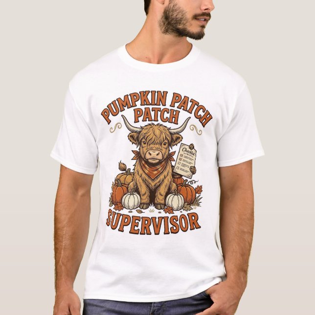 T-shirt Surveillant de la Patch de Citrouille Vache Highla (Devant)