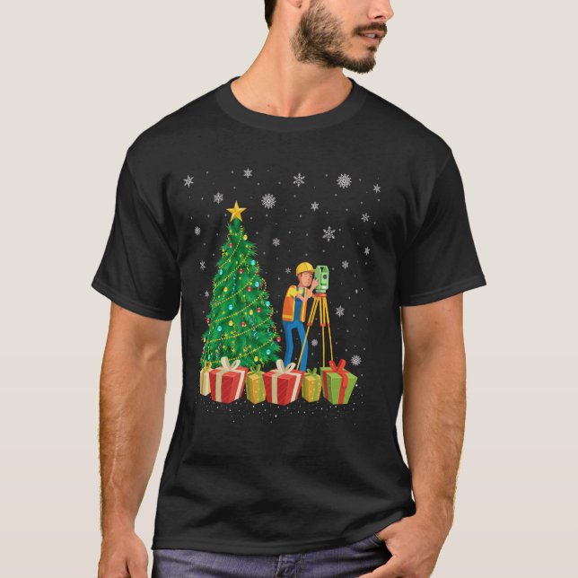 T-shirt Surveyor Xmas Arbre Éclairage Santa Hat Surveyor C (Devant)