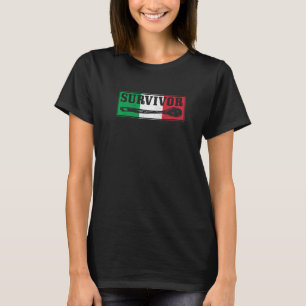 T-shirt Survié Cuillère En Bois Drapeau Italien Drôle Papa