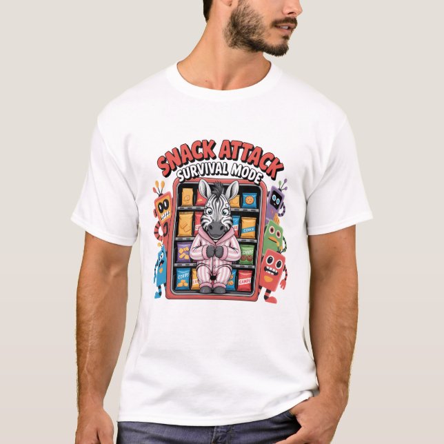 T-shirt Survie Mode Attaque de Gourmandise Zèbre Drôle (Devant)