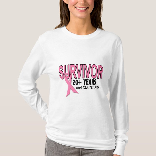 T-shirt SURVIVANT 20 DE CANCER DU SEIN+ Années et compte (Devant)