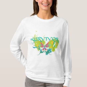 T-shirt Survivant abstrait de cancer du col de l'utérus d