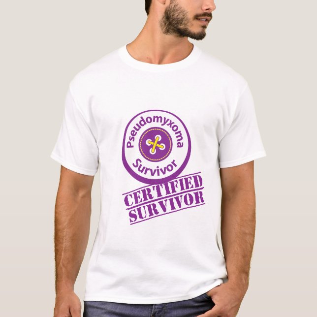 T-shirt Survivant certifié de Pseudomyxoma (Devant)