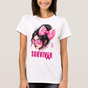 T-shirt Survivant Conscience du cancer du sein Pink Messy