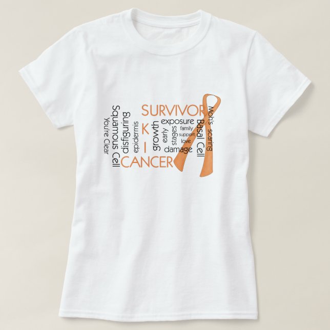 T-shirt Survivant D4 de cancer de la peau : : Mots de (Design devant)