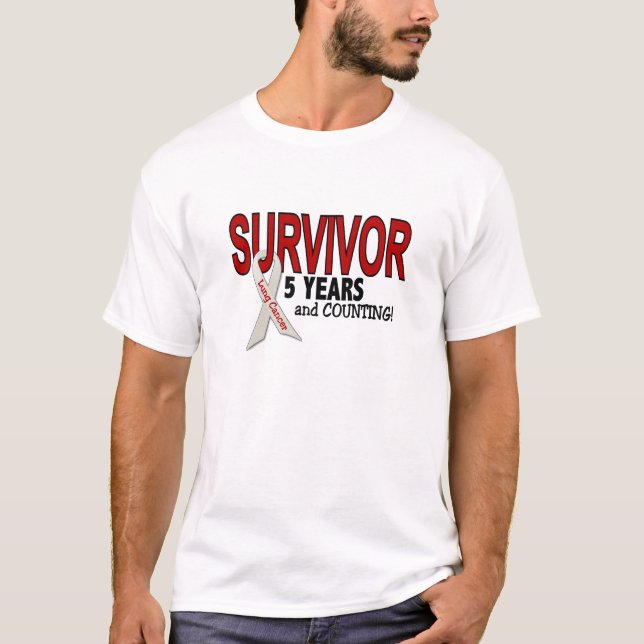 T-shirt Survivant de cancer de poumon 5 ans (Devant)
