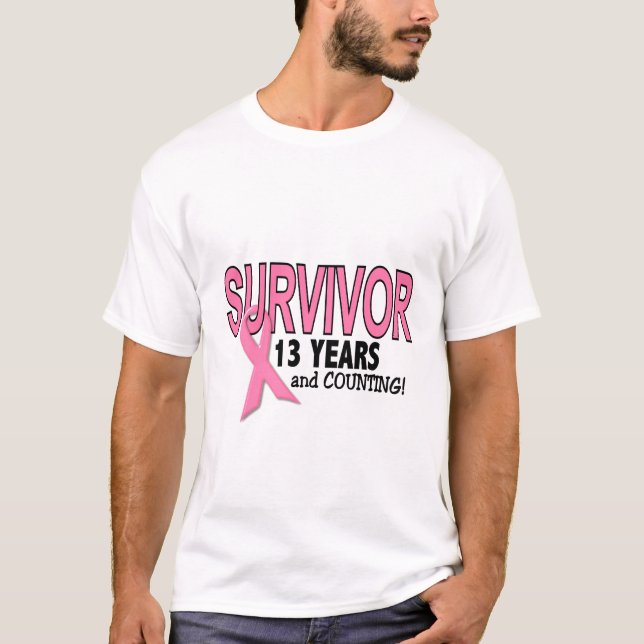 T-shirt SURVIVANT de CANCER DU SEIN 13 ans et compte (Devant)