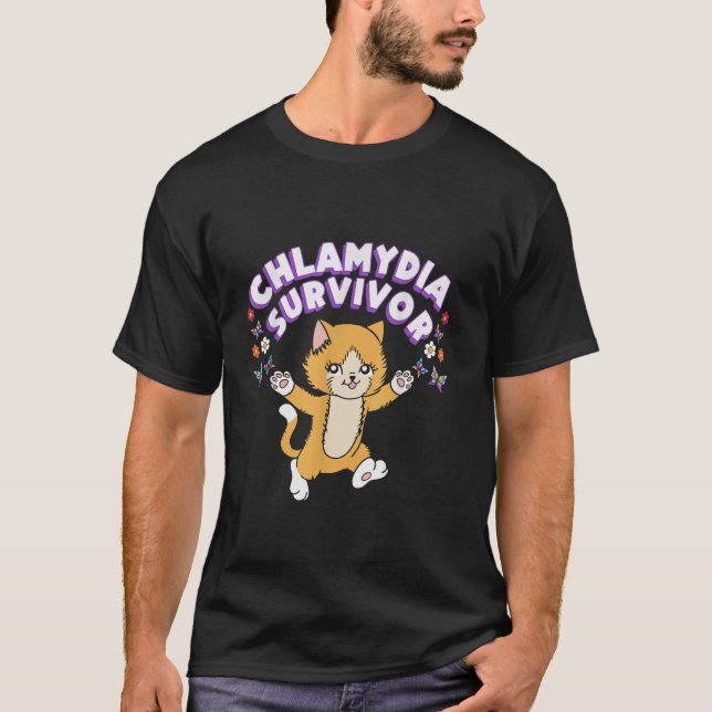 T-shirt Survivant de Chlamydia Drôle de Chat Sarcasme Y2K  (Devant)