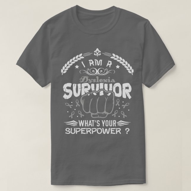 T-shirt Survivant de la sensibilisation à la dyslexie Quel (Design devant)