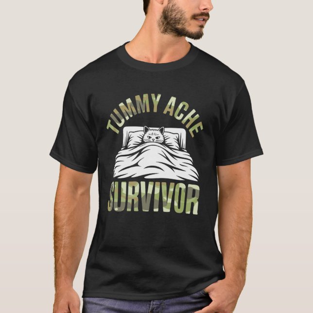 T-shirt Survivant de mal de ventre de chat (Devant)