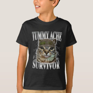 T-shirt Survivant de mal de ventre Mème de chat drôle