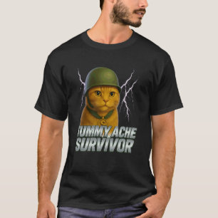 T-shirt Survivant de mal de ventre, Mème de chat drôle & d
