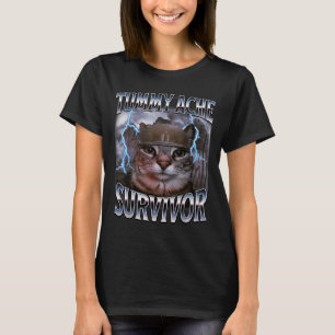 T-shirt Survivant de mal de ventre Mème de chat drôle Surv