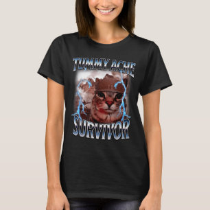 T-shirt Survivant des maux de ventre mème de chat drôle a