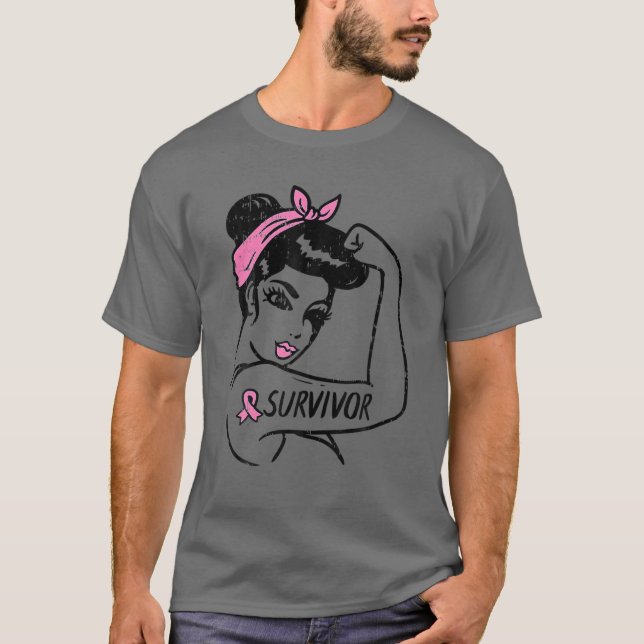 T-shirt Survivant du cancer du sein Rosie Riveter Lauréats (Devant)