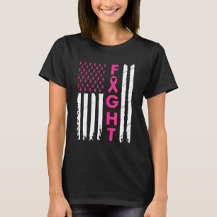 T-shirt Survivant du sein American Flag Cancer du sein Awa