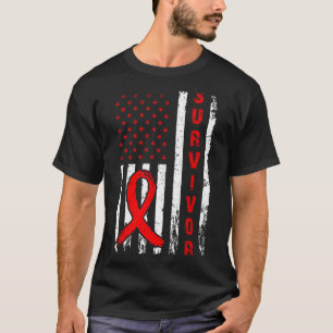 T-shirt Survivant et gagner une maladie cardiaque Drapeau